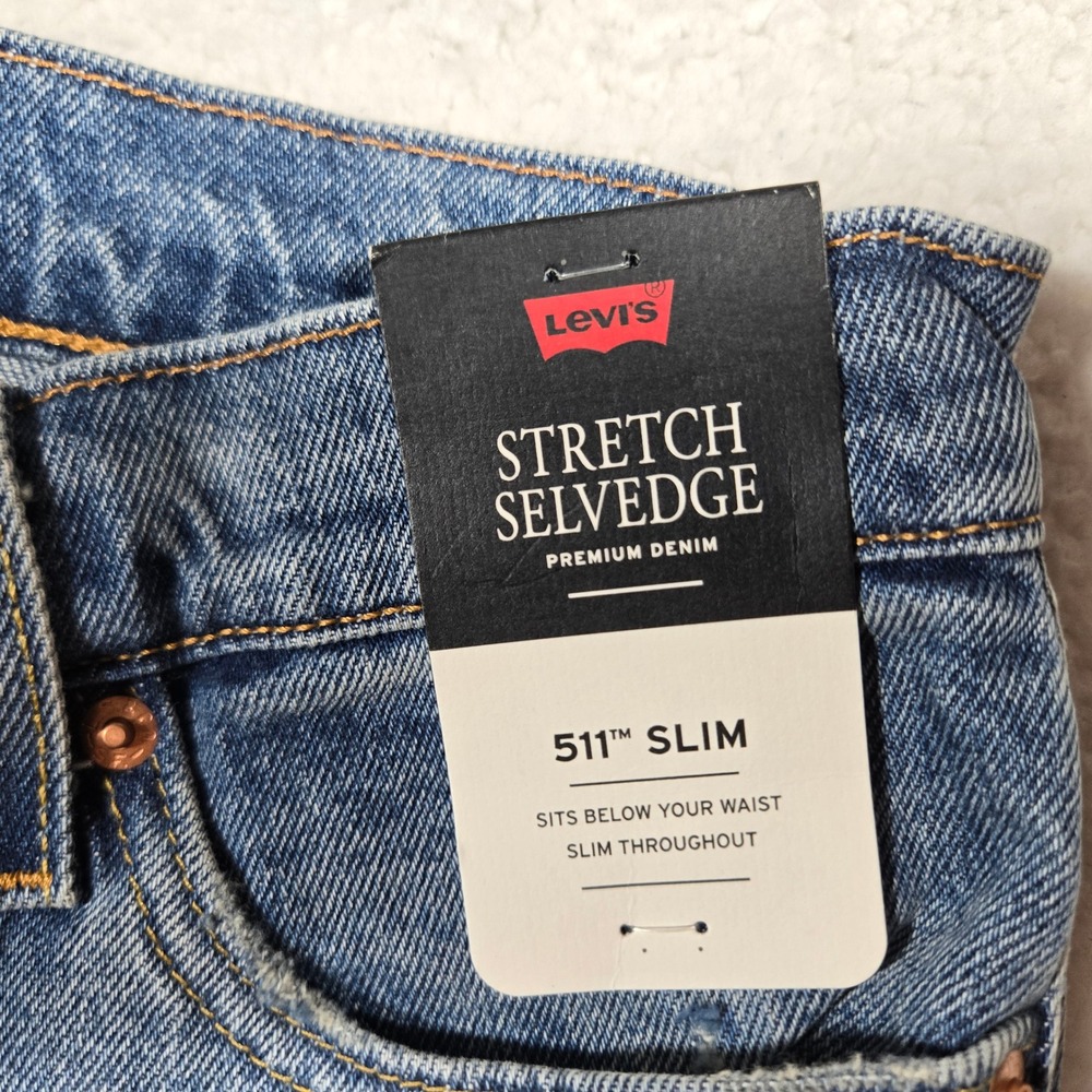 Levis 511 Slim Selvedge Jeans Mens 30x32 Medium Wash 045116218 - Picture 3 of 9